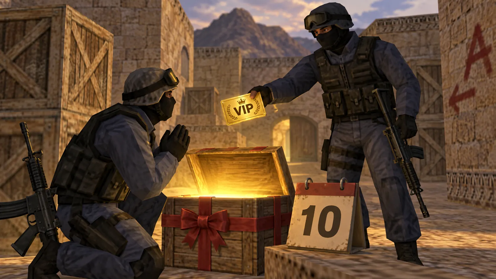 Иллюстрация CS 1.6: новичку дарят VIP на 10 дней.