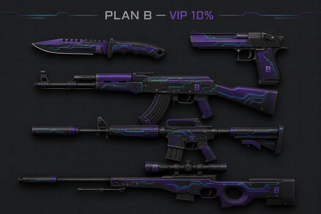 Комплект Violet Circuit: нож, Deagle, AK-47, M4A1 и AWP